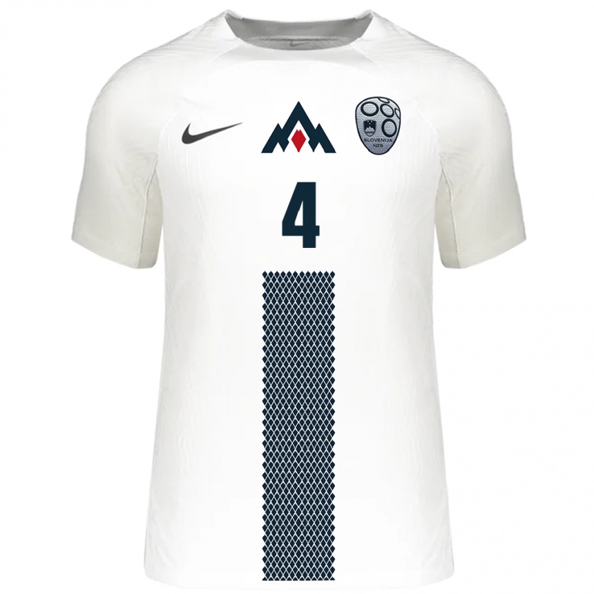 Mujer Fútbol Camiseta Eslovenia Miha Blazic #4 Blanco 1ª Equipación 24-26 Perú