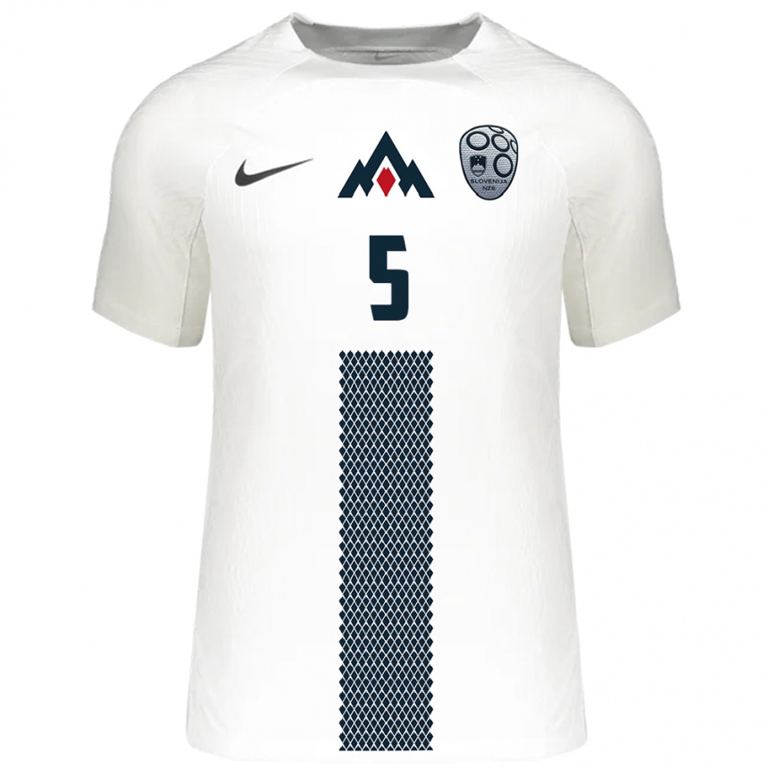 Mujer Fútbol Camiseta Eslovenia Jon Gorenc Stankovic #5 Blanco 1ª Equipación 24-26 Perú