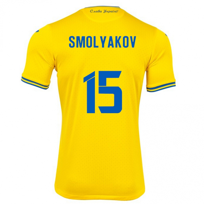 Mujer Fútbol Camiseta Ucrania Artem Smolyakov #15 Amarillo 1ª Equipación 24-26 Perú