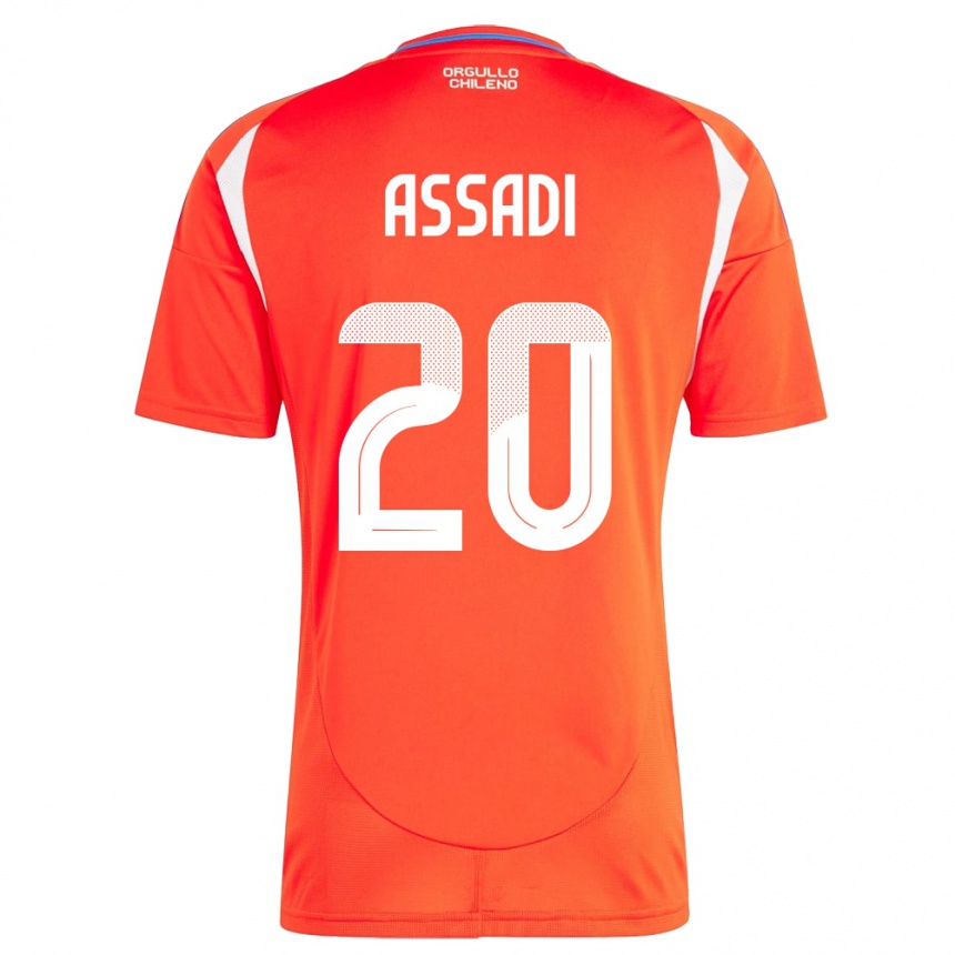 Mujer Fútbol Camiseta Chile Lucas Assadi #20 Rojo 1ª Equipación 24-26 Perú