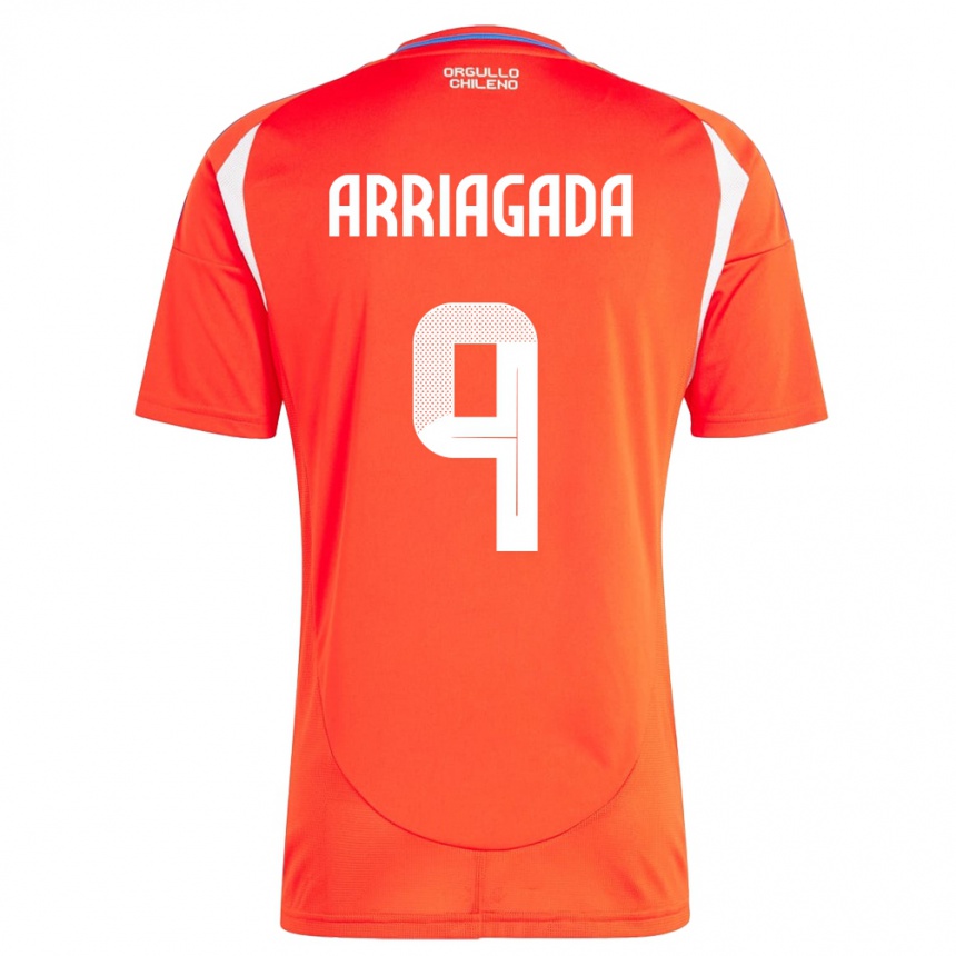 Mujer Fútbol Camiseta Chile Luciano Arriagada #9 Rojo 1ª Equipación 24-26 Perú