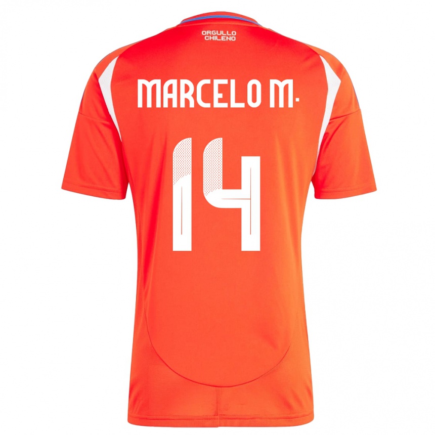 Mujer Fútbol Camiseta Chile Marcelo Morales #14 Rojo 1ª Equipación 24-26 Perú