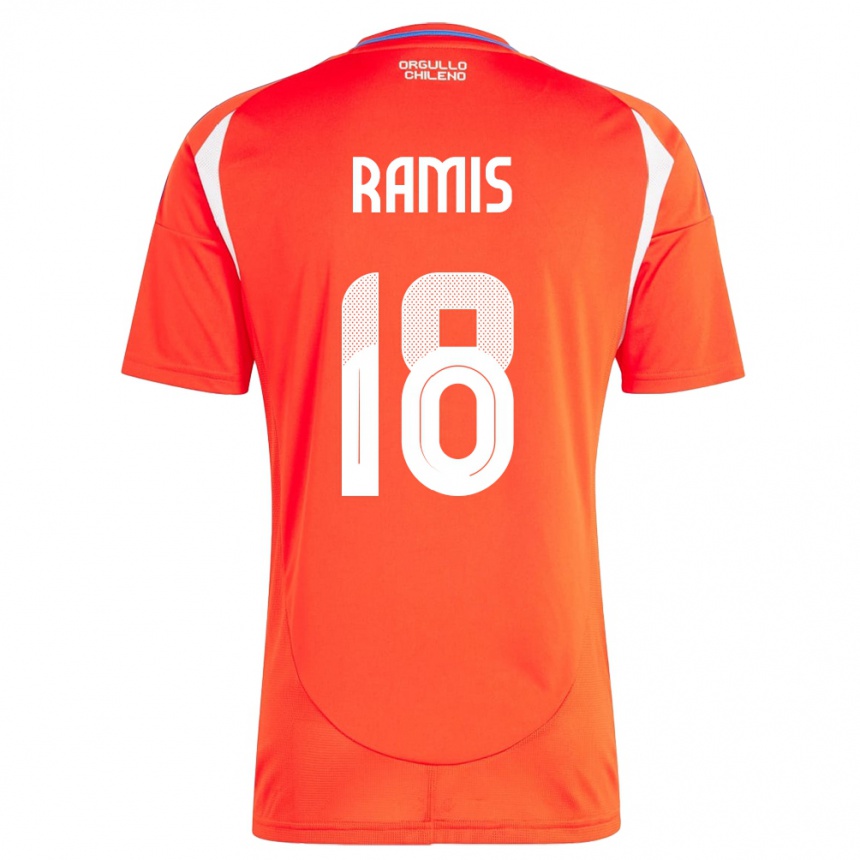 Mujer Fútbol Camiseta Chile Oliver Ramis #18 Rojo 1ª Equipación 24-26 Perú