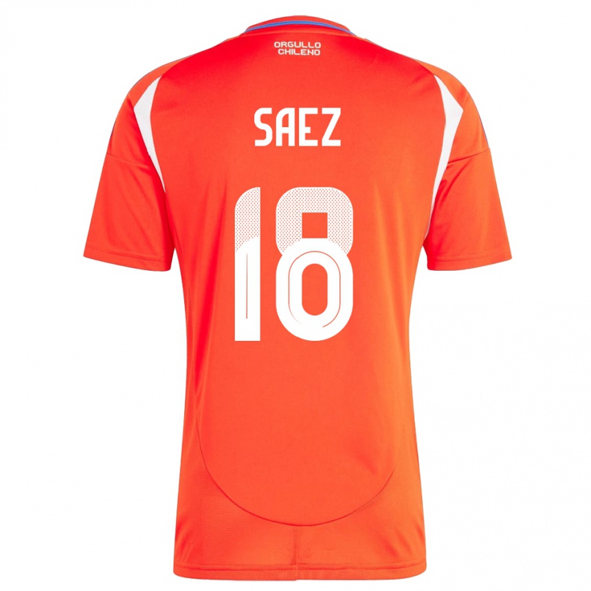 Mujer Fútbol Camiseta Chile Camila Sáez #18 Rojo 1ª Equipación 24-26 Perú