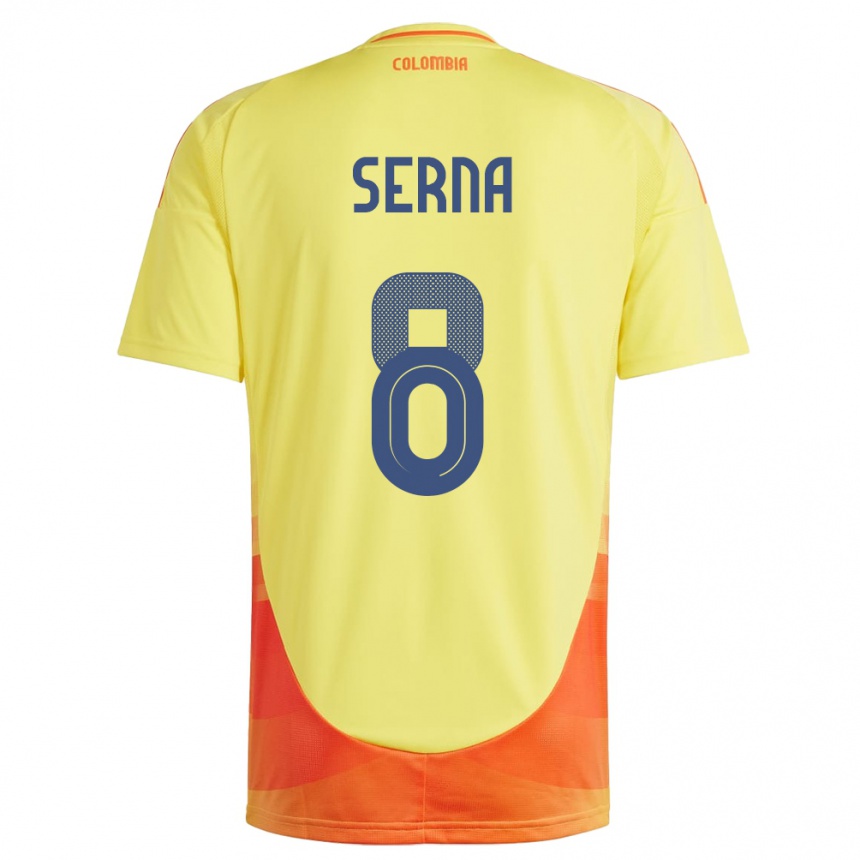 Mujer Fútbol Camiseta Colombia Liced Serna #8 Amarillo 1ª Equipación 24-26 Perú