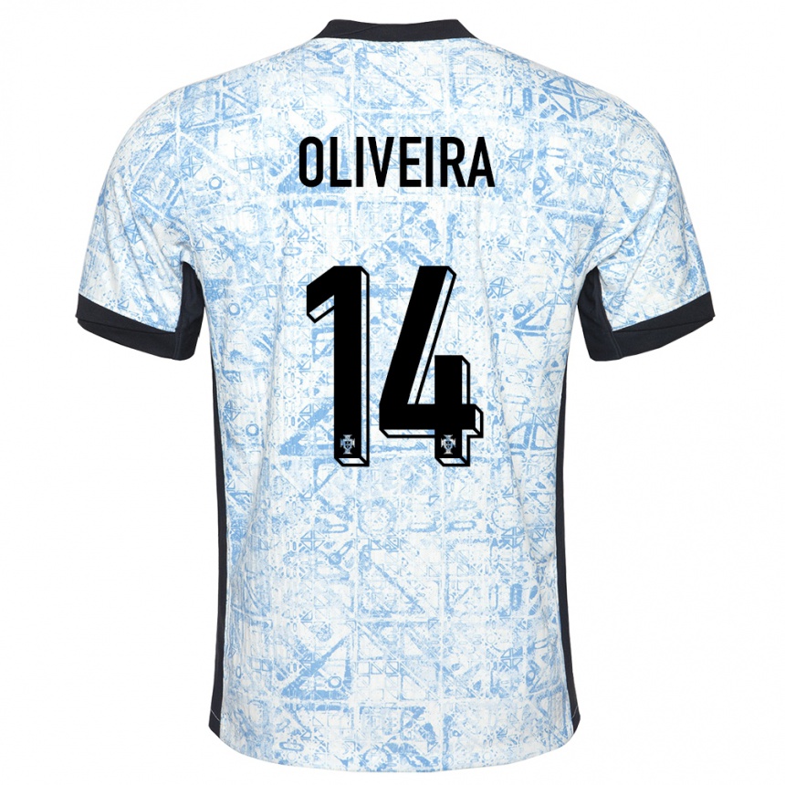 Mujer Fútbol Camiseta Portugal Hugo Oliveira #14 Crema Azul 2ª Equipación 24-26 Perú