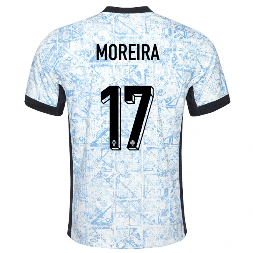 Mujer Fútbol Camiseta Portugal Afonso Moreira #17 Crema Azul 2ª Equipación 24-26 Perú