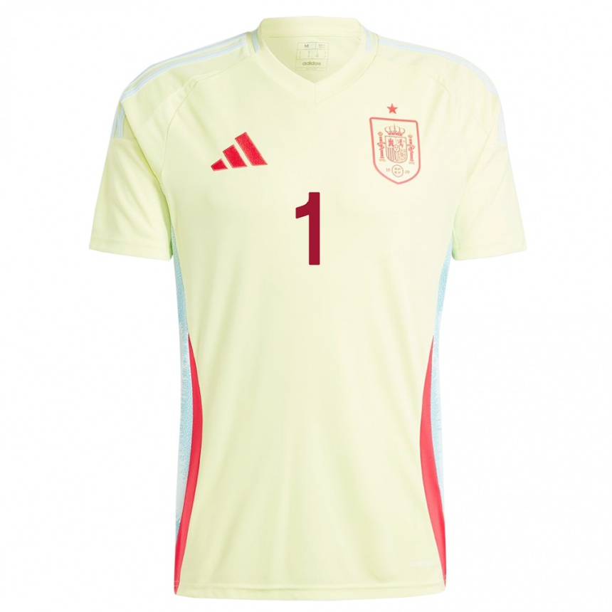 Mujer Fútbol Camiseta España David Raya #1 Amarillo 2ª Equipación 24-26 Perú