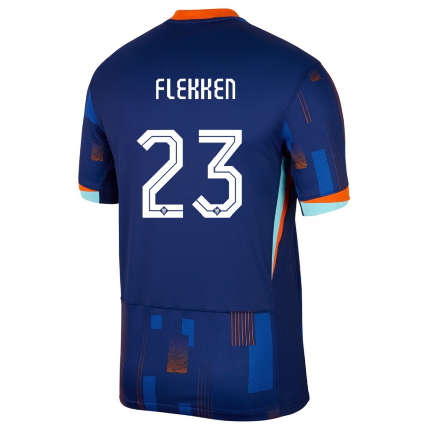 Mujer Fútbol Camiseta Países Bajos Mark Flekken #23 Azul 2ª Equipación 24-26 Perú