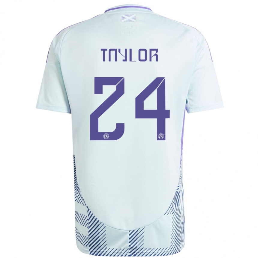 Mujer Fútbol Camiseta Escocia Greg Taylor #24 Azul Menta Claro 2ª Equipación 24-26 Perú