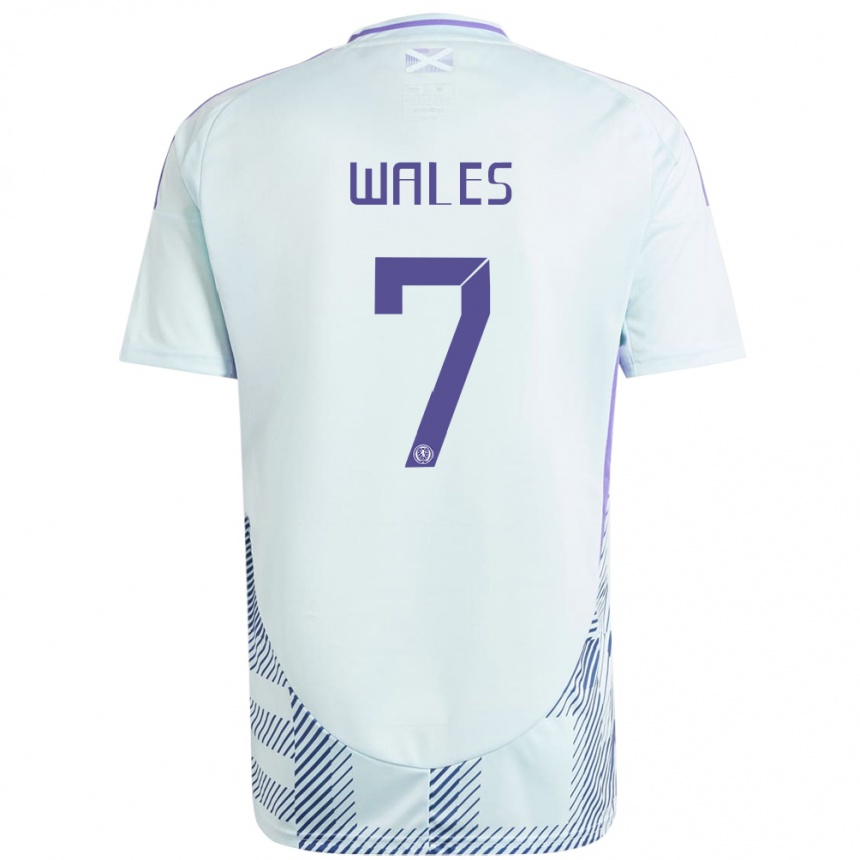 Mujer Fútbol Camiseta Escocia Bobby Wales #7 Azul Menta Claro 2ª Equipación 24-26 Perú