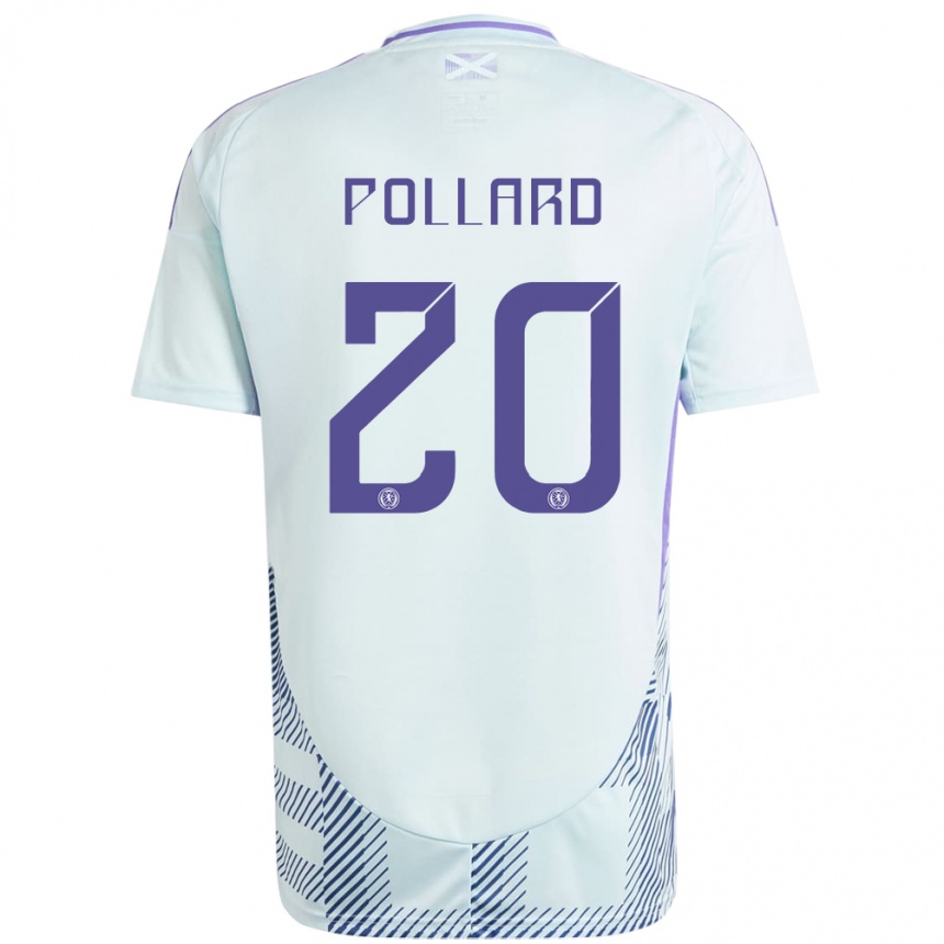 Mujer Fútbol Camiseta Escocia Lancelot Pollard #20 Azul Menta Claro 2ª Equipación 24-26 Perú