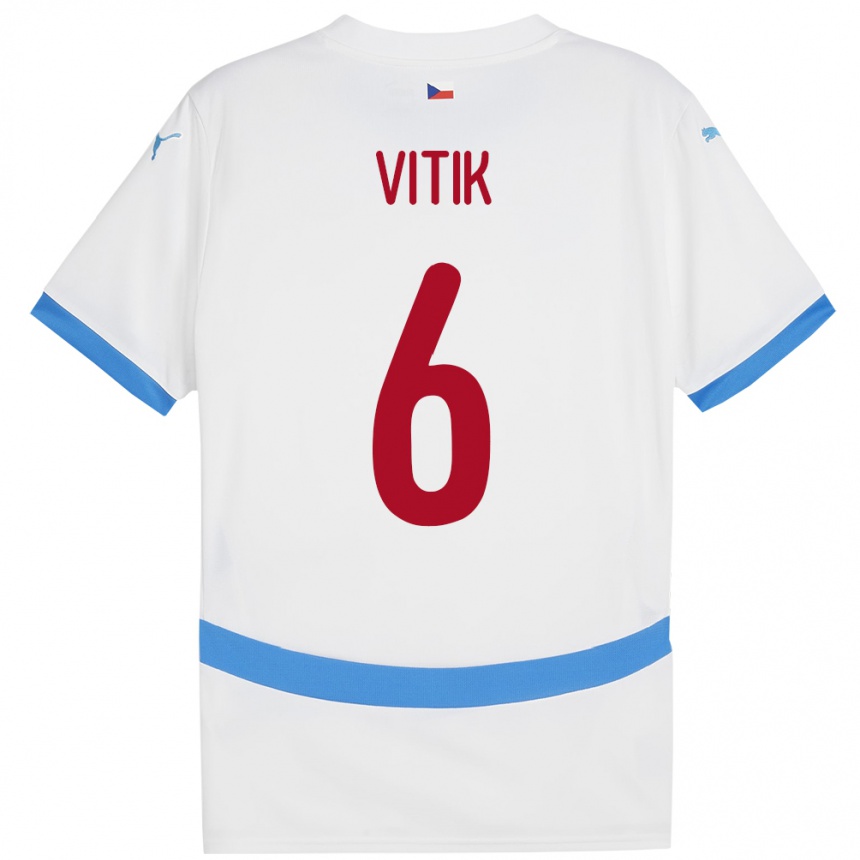 Mujer Fútbol Camiseta Chequia Martin Vitík #6 Blanco 2ª Equipación 24-26 Perú