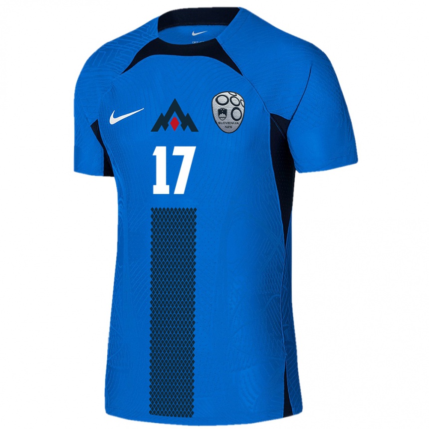 Mujer Fútbol Camiseta Eslovenia Egon Ljubicic #17 Azul 2ª Equipación 24-26 Perú