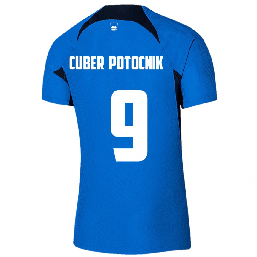 Mujer Fútbol Camiseta Eslovenia Jaka Cuber Potocnik #9 Azul 2ª Equipación 24-26 Perú