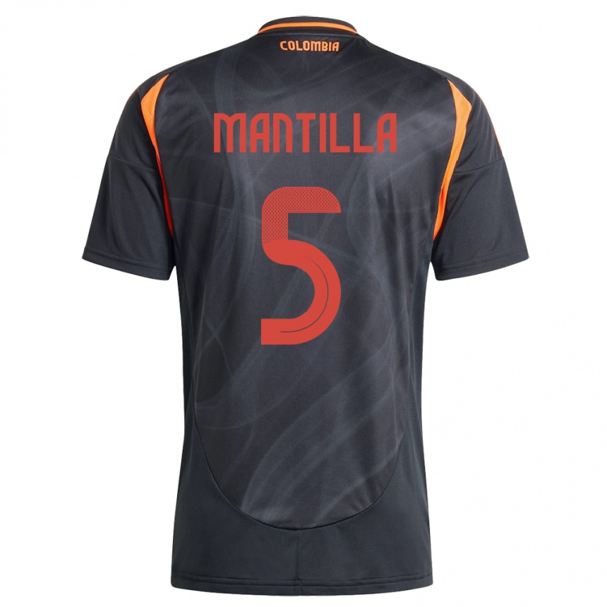 Mujer Fútbol Camiseta Colombia Kevin Mantilla #5 Negro 2ª Equipación 24-26 Perú