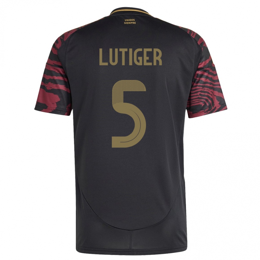 Mujer Fútbol Camiseta Perú Rafael Lutiger #5 Negro 2ª Equipación 24-26 Perú