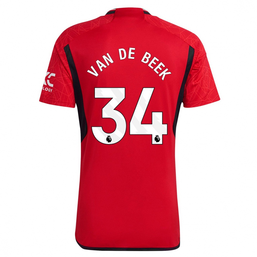 Niño Fútbol Camiseta Donny Van De Beek #34 Rojo 1ª Equipación 2023/24 Perú