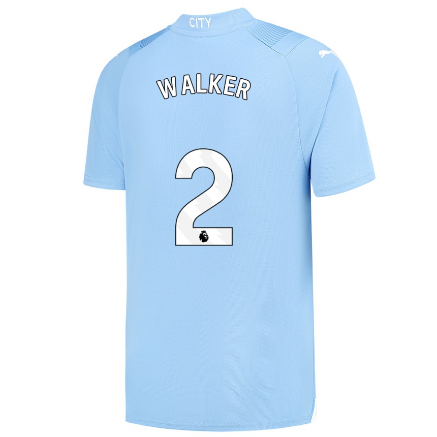 Niño Fútbol Camiseta Kyle Walker #2 Azul Claro 1ª Equipación 2023/24 Perú