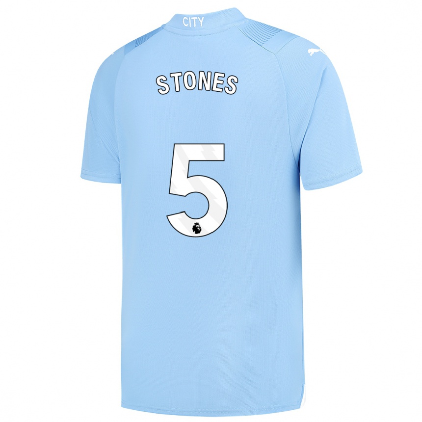 Niño Fútbol Camiseta John Stones #5 Azul Claro 1ª Equipación 2023/24 Perú