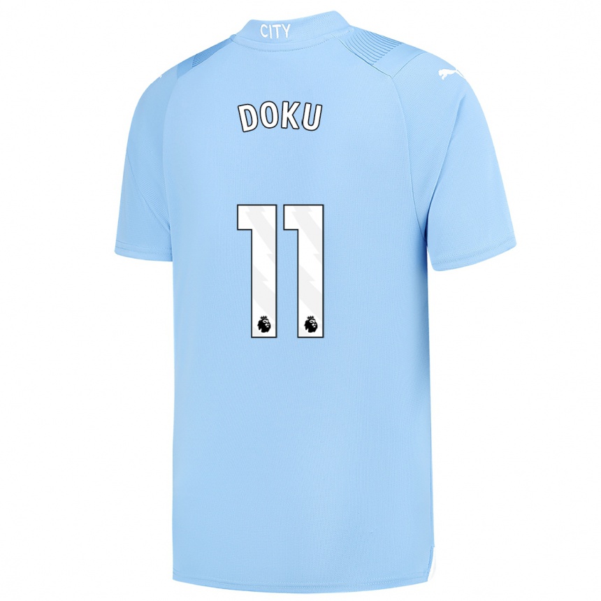 Niño Fútbol Camiseta Jérémy Doku #11 Azul Claro 1ª Equipación 2023/24 Perú