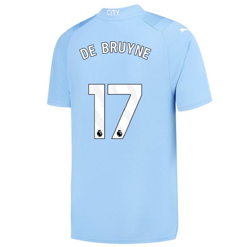 Niño Fútbol Camiseta Kevin De Bruyne #17 Azul Claro 1ª Equipación 2023/24 Perú