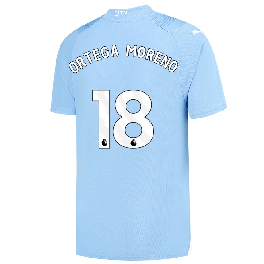 Niño Fútbol Camiseta Stefan Ortega Moreno #18 Azul Claro 1ª Equipación 2023/24 Perú