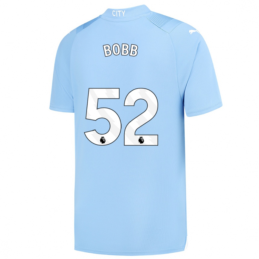 Niño Fútbol Camiseta Oscar Bobb #52 Azul Claro 1ª Equipación 2023/24 Perú