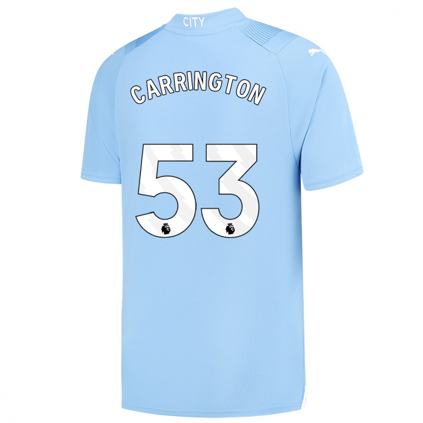 Niño Fútbol Camiseta Ezra Carrington #53 Azul Claro 1ª Equipación 2023/24 Perú