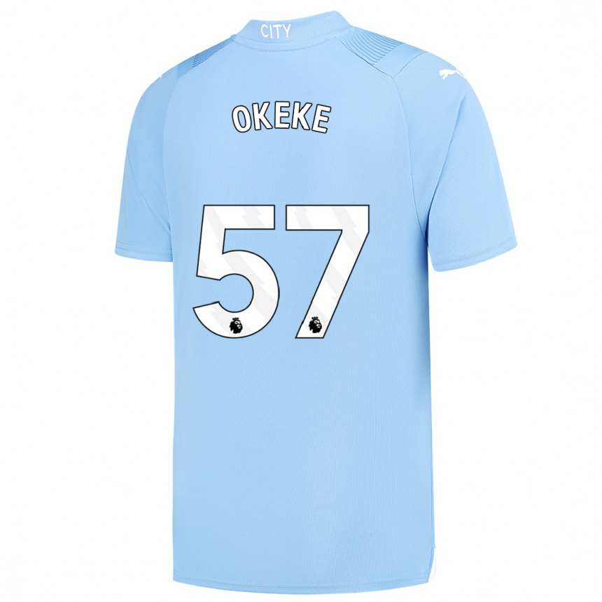 Niño Fútbol Camiseta Michael Okeke #57 Azul Claro 1ª Equipación 2023/24 Perú