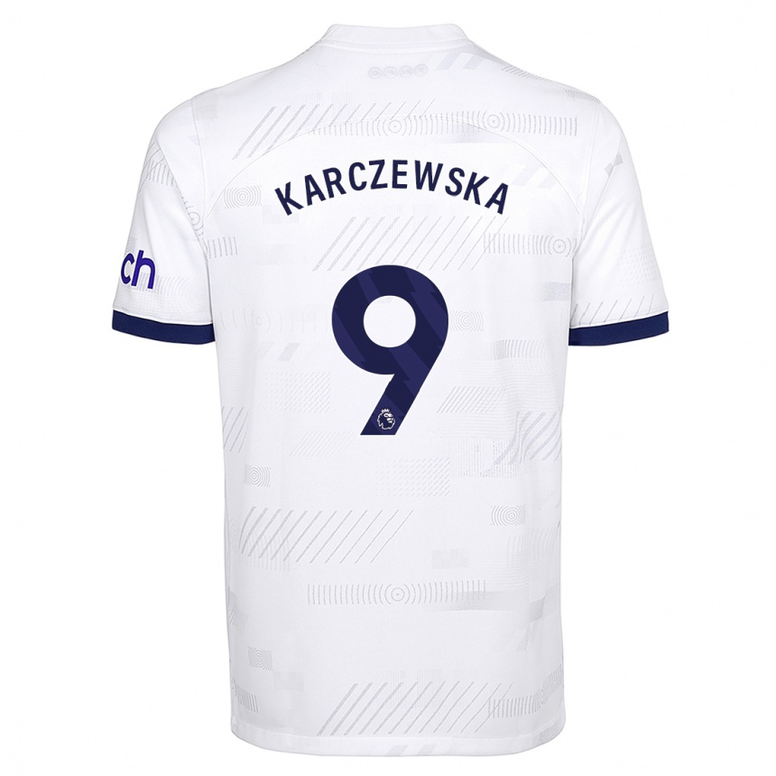 Niño Fútbol Camiseta Nikola Karczewska #9 Blanco 1ª Equipación 2023/24 Perú