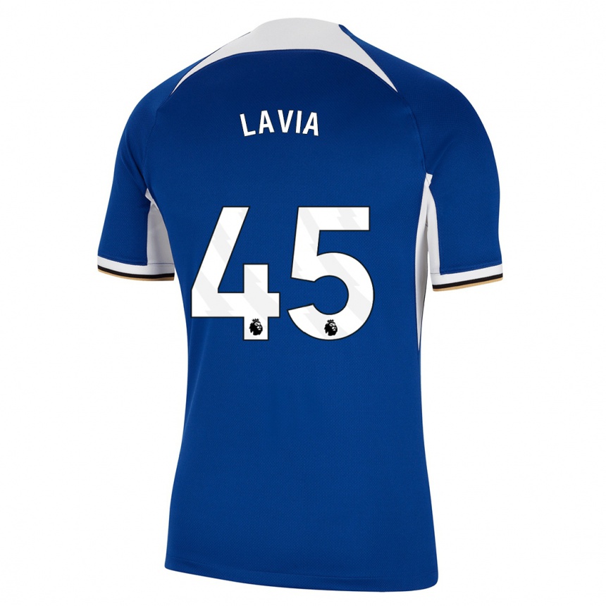 Niño Fútbol Camiseta Roméo Lavia #45 Azul 1ª Equipación 2023/24 Perú