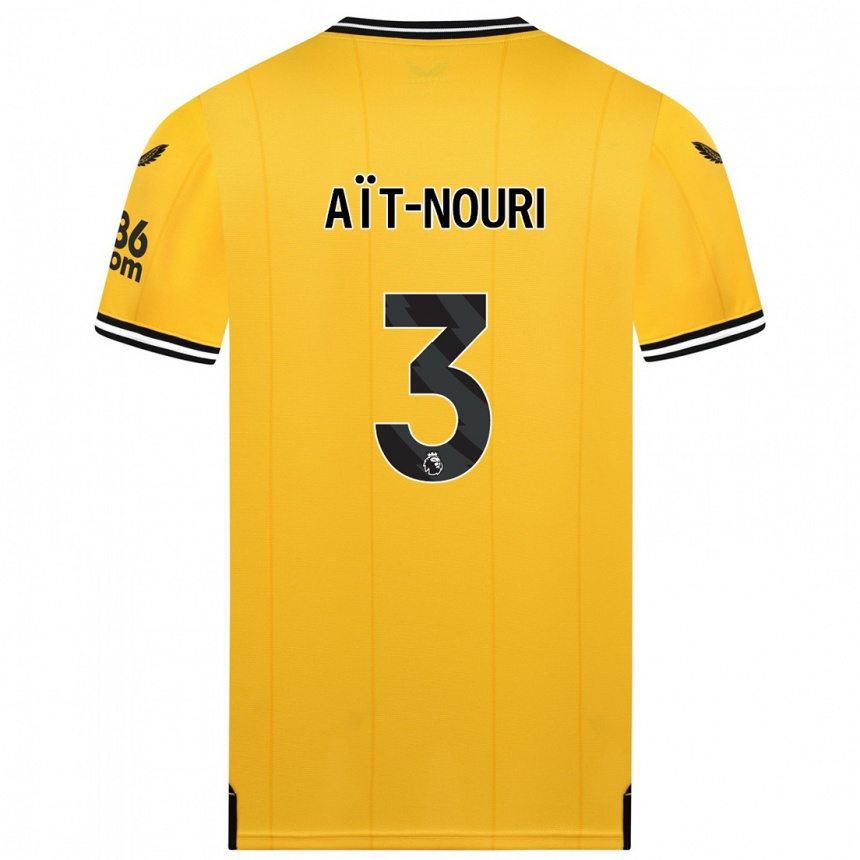 Niño Fútbol Camiseta Rayan Aït-Nouri #3 Amarillo 1ª Equipación 2023/24 Perú