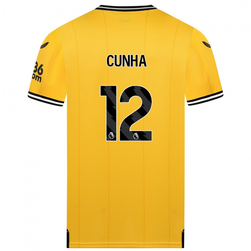 Niño Fútbol Camiseta Matheus Cunha #12 Amarillo 1ª Equipación 2023/24 Perú