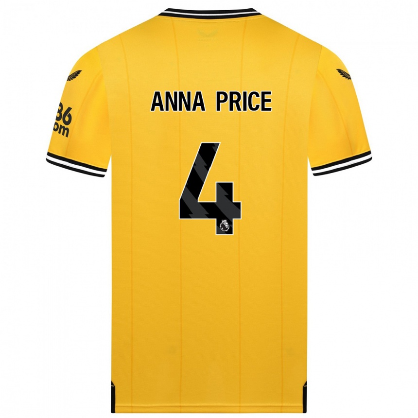 Niño Fútbol Camiseta Anna Price #4 Amarillo 1ª Equipación 2023/24 Perú