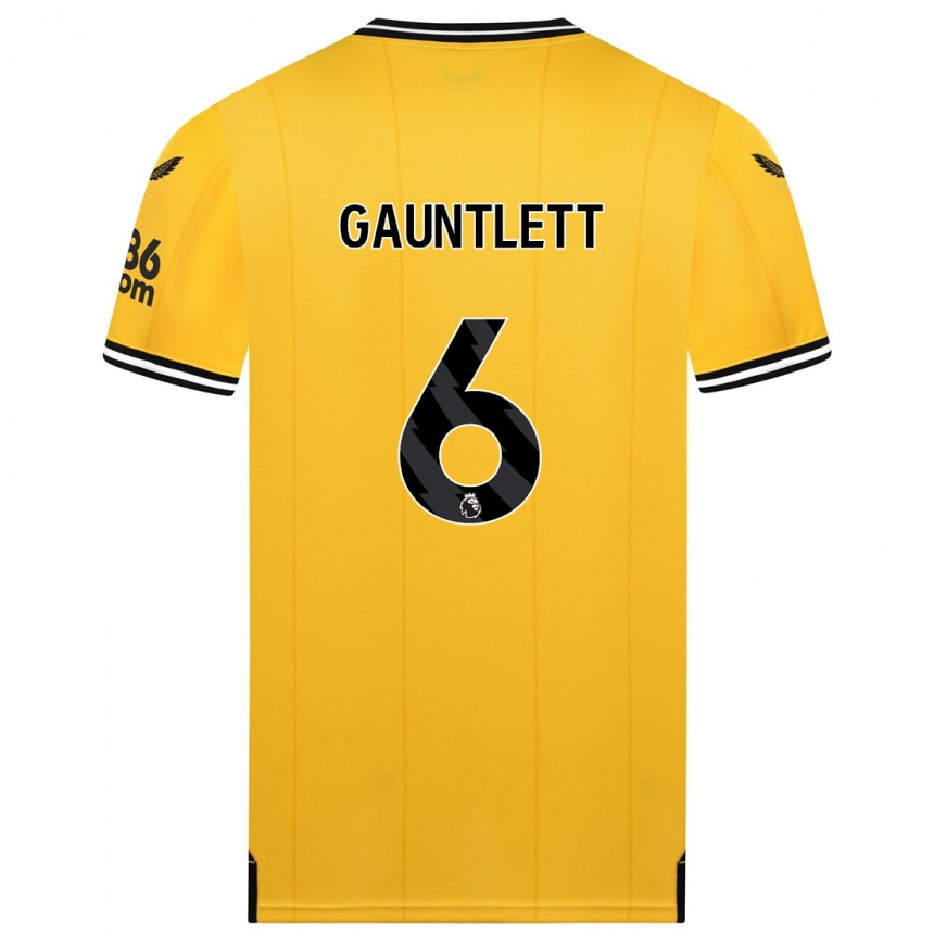 Niño Fútbol Camiseta Maz Gauntlett #6 Amarillo 1ª Equipación 2023/24 Perú