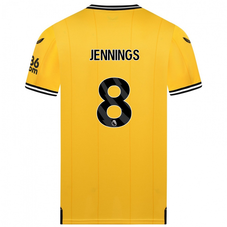 Niño Fútbol Camiseta Shannie Jennings #8 Amarillo 1ª Equipación 2023/24 Perú