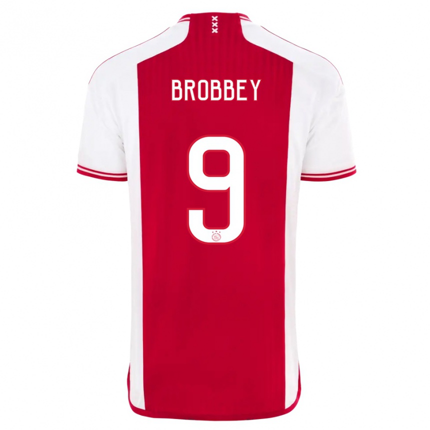 Niño Fútbol Camiseta Brian Brobbey #9 Rojo Blanco 1ª Equipación 2023/24 Perú