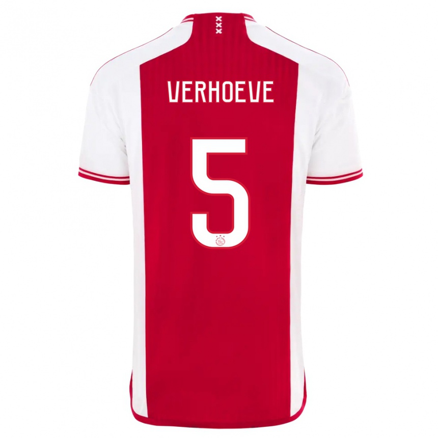 Niño Fútbol Camiseta Soraya Verhoeve #5 Rojo Blanco 1ª Equipación 2023/24 Perú