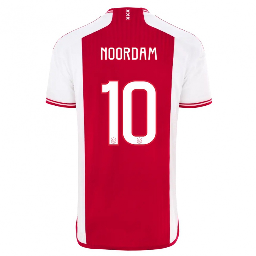 Niño Fútbol Camiseta Nadine Noordam #10 Rojo Blanco 1ª Equipación 2023/24 Perú