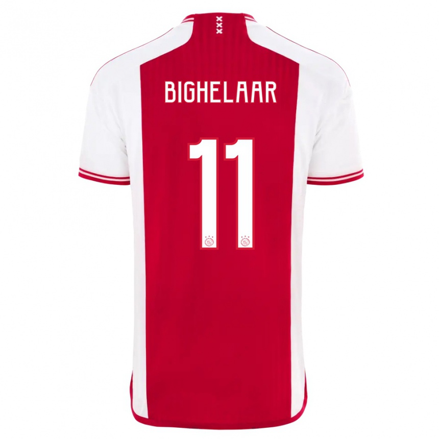 Niño Fútbol Camiseta Marjolijn Van Den Bighelaar #11 Rojo Blanco 1ª Equipación 2023/24 Perú