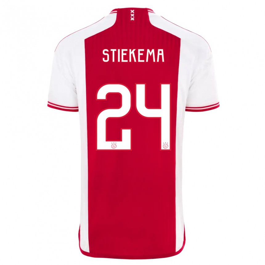 Niño Fútbol Camiseta Iris Stiekema #24 Rojo Blanco 1ª Equipación 2023/24 Perú