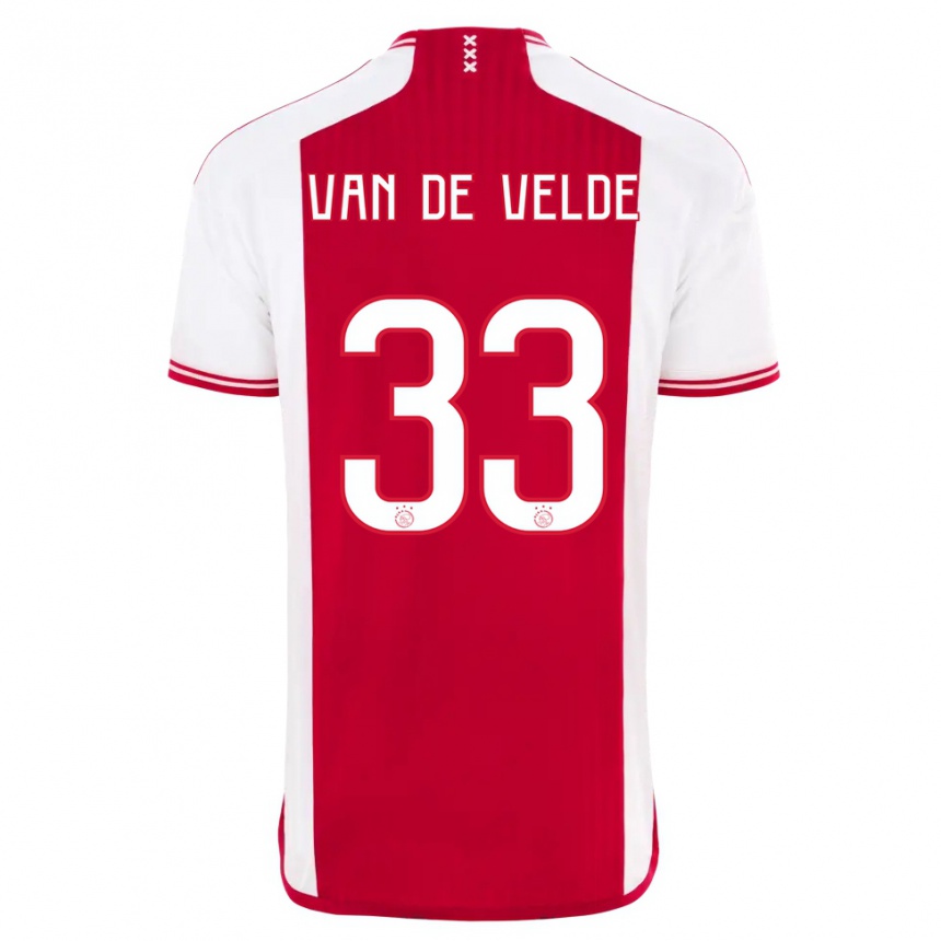 Niño Fútbol Camiseta Jonna Van De Velde #33 Rojo Blanco 1ª Equipación 2023/24 Perú