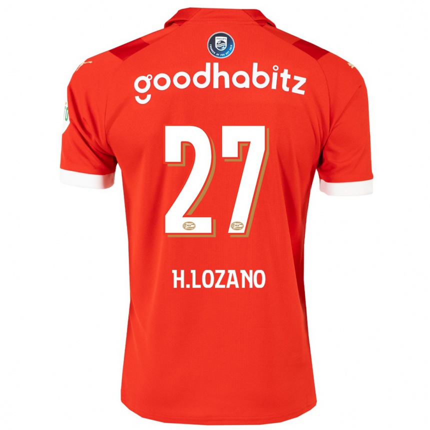 Niño Fútbol Camiseta Hirving Lozano #27 Rojo 1ª Equipación 2023/24 Perú