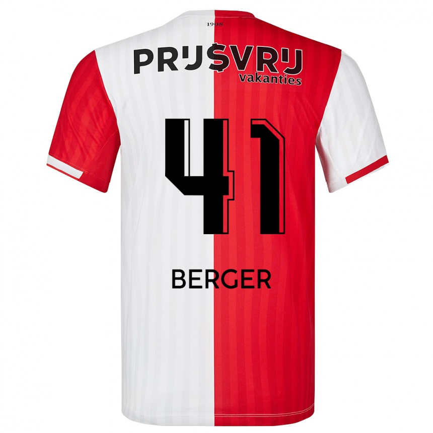 Niño Fútbol Camiseta Mannou Berger #41 Rojo Blanco 1ª Equipación 2023/24 Perú