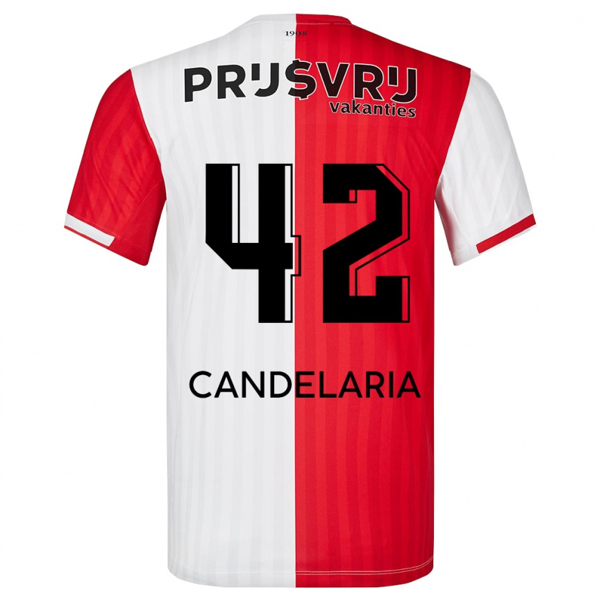 Niño Fútbol Camiseta Jayden Candelaria #42 Rojo Blanco 1ª Equipación 2023/24 Perú