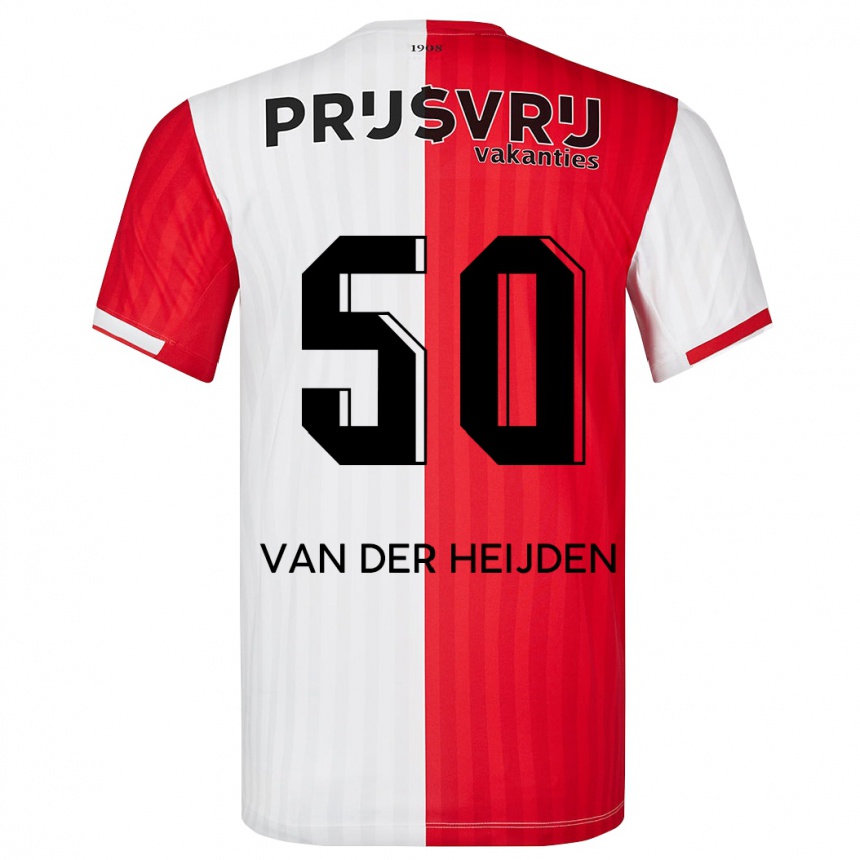 Niño Fútbol Camiseta Délano Van Der Heijden #50 Rojo Blanco 1ª Equipación 2023/24 Perú