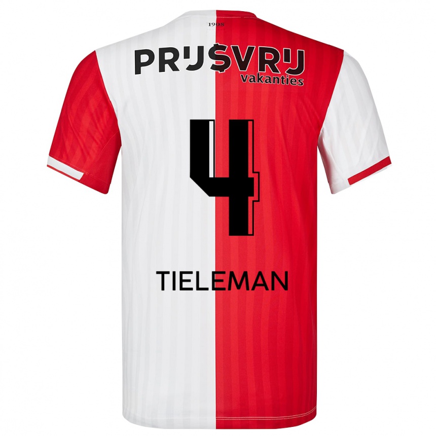 Niño Fútbol Camiseta Jerry Tieleman #4 Rojo Blanco 1ª Equipación 2023/24 Perú