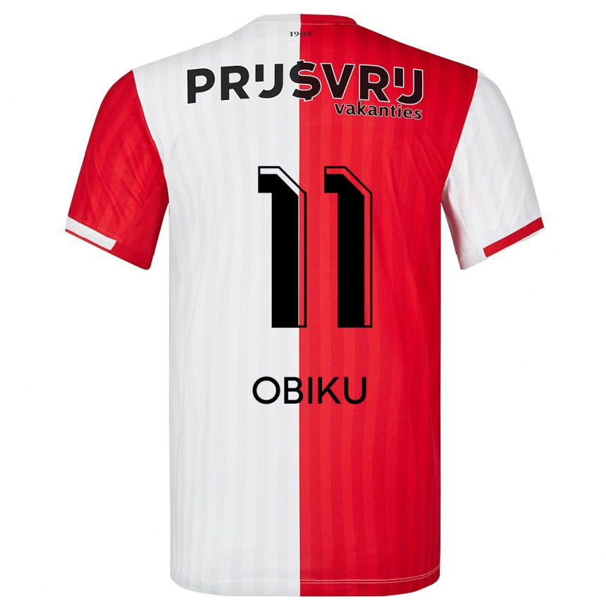 Niño Fútbol Camiseta Junior Obiku #11 Rojo Blanco 1ª Equipación 2023/24 Perú