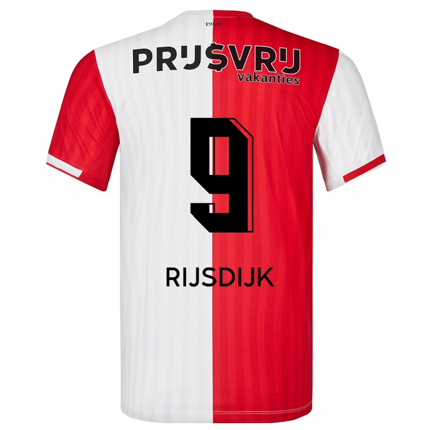 Niño Fútbol Camiseta Pia Rijsdijk #9 Rojo Blanco 1ª Equipación 2023/24 Perú